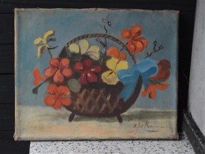 bloemenmand schilderijtje 18398